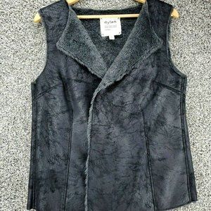 Dylan Women's Sleeveless Black/Gray Faux Suede/Fur Vest Jacket Size Large